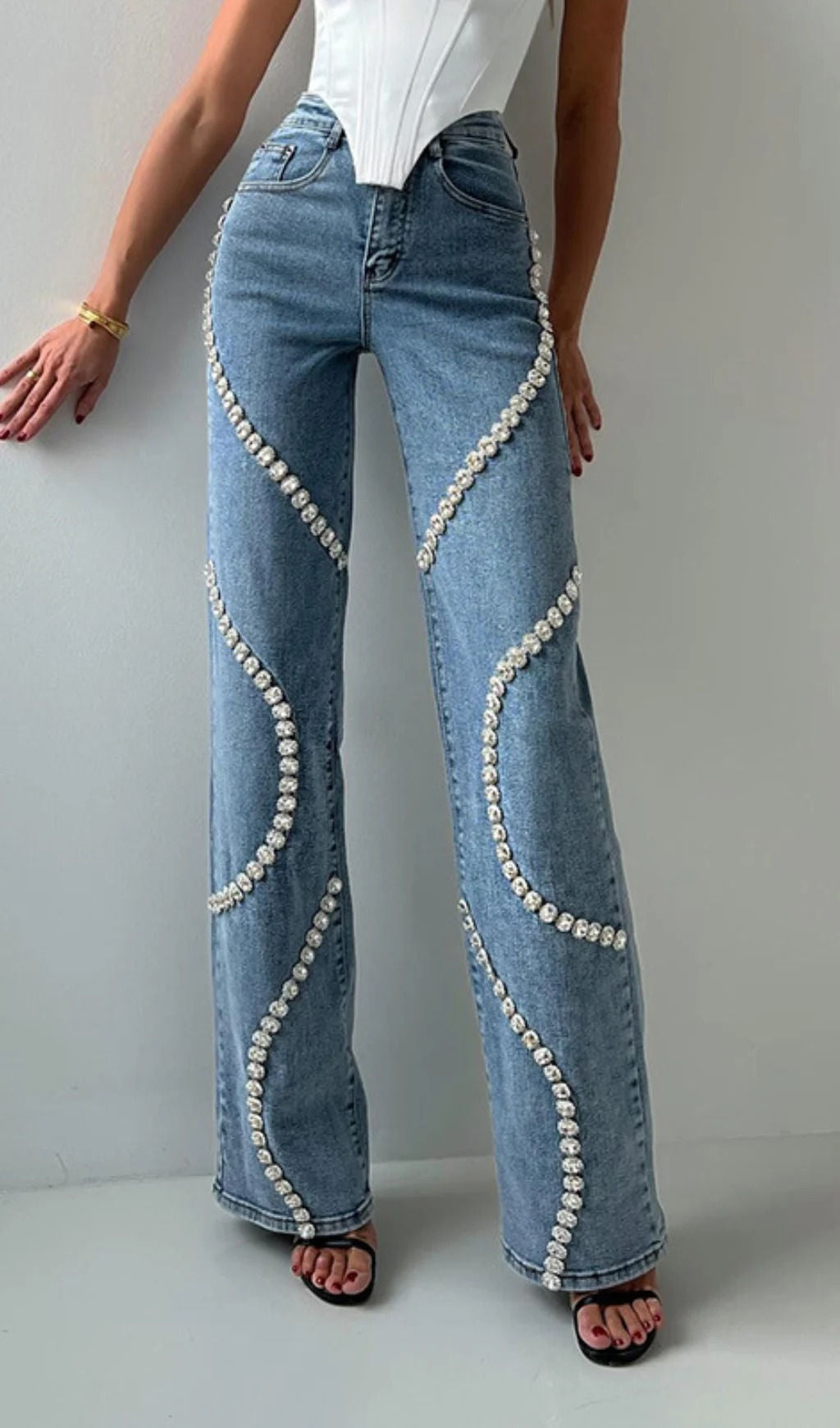 Dilara Rhinestone Denim Jeans