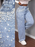 Embellished Pearl Denim Jeans