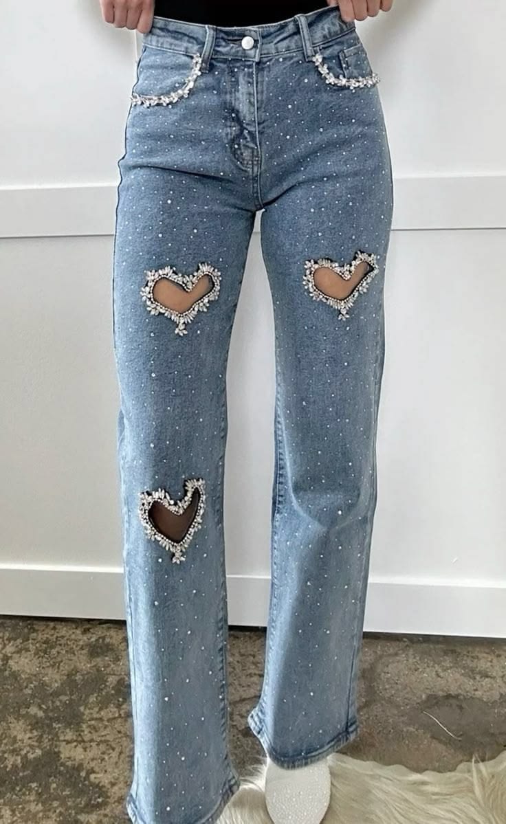 Premium Embellished Wide Leg Denim