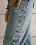 Elegant Embellished Blue Denim