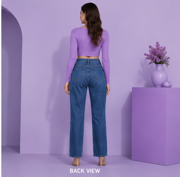 Aurivia | Hand embellished | Straight-fit jeans