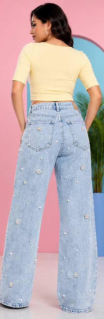 Écloré | Hand embellished | Straight-fit jeans