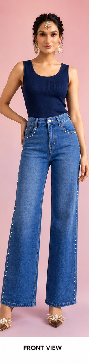 Glintē | Hand embellished | Straight-fit jeans