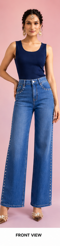 Glintē | Hand embellished | Straight-fit jeans