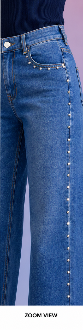 Glintē | Hand embellished | Straight-fit jeans