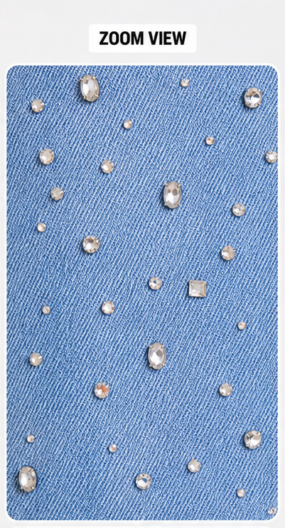 Ice bloom | Hand embellished | Straight-fit jeans