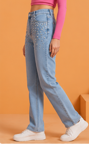 Lustria | hand embellished | straight-fit jeans