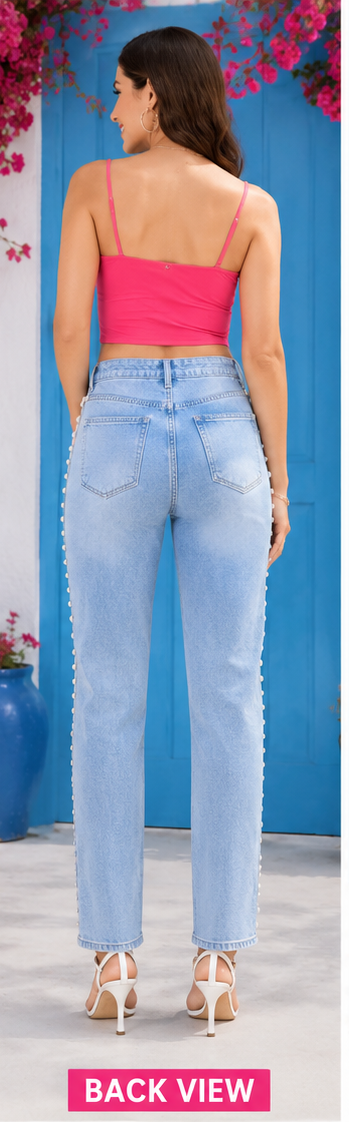 Perique | Hand embellished | Straight-fit jeans