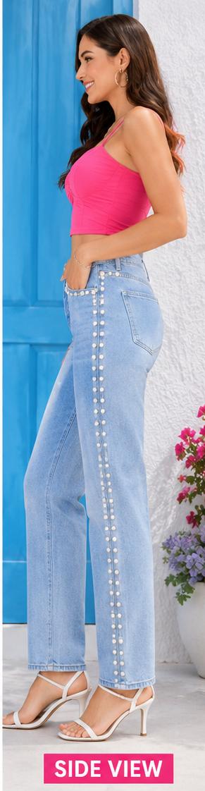 Perique | Hand embellished | Straight-fit jeans