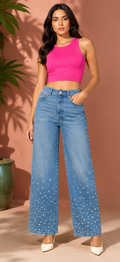 Stellune | hand embellished | straight-fit jeans