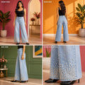 Pearl Embellished | Straight Fit Women’s Jeans – Light Blue