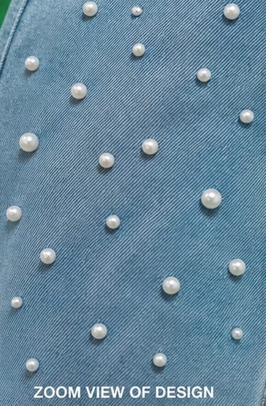 Pearlune | Hand embellished jeans | straight-fit jeans