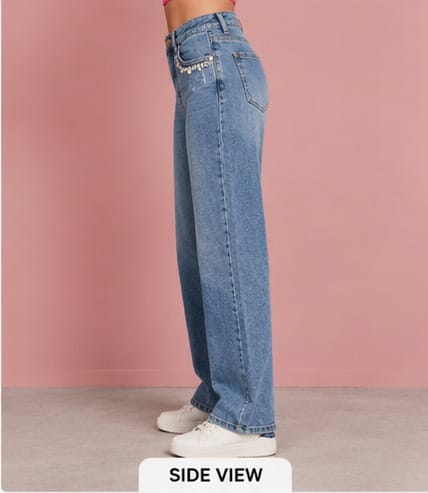 Crystal cascade | Embellished jeans | straight-fit jeans