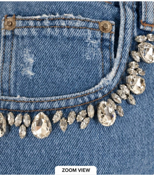 Crystal cascade | Embellished jeans | straight-fit jeans