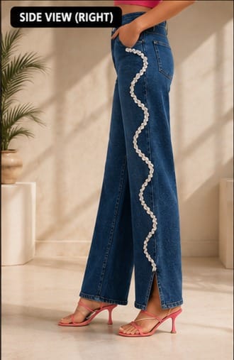 Serpentine luxe| Hand embellished jeans | Straight-fit jeans