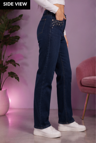 Frontline-spark | Hand embellished | Straight-fit jeans