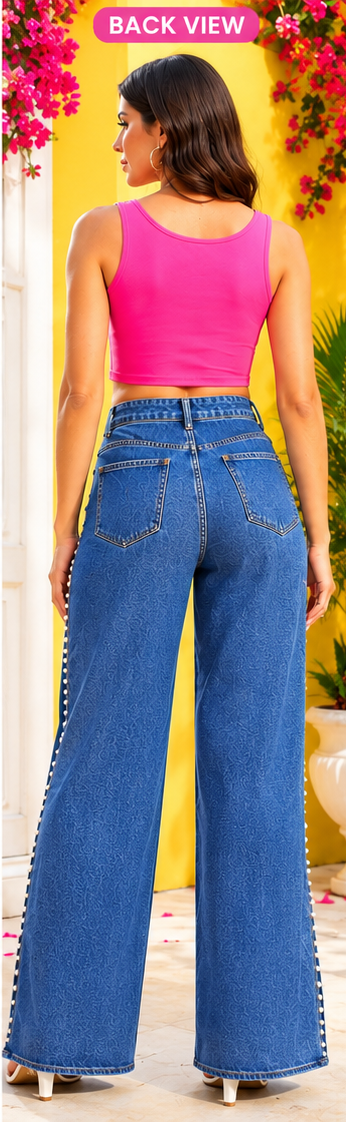 Pearline | Hand embellished | Straight-fit jeans