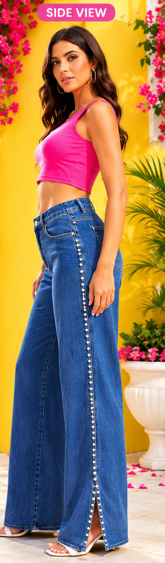 Pearline | Hand embellished | Straight-fit jeans