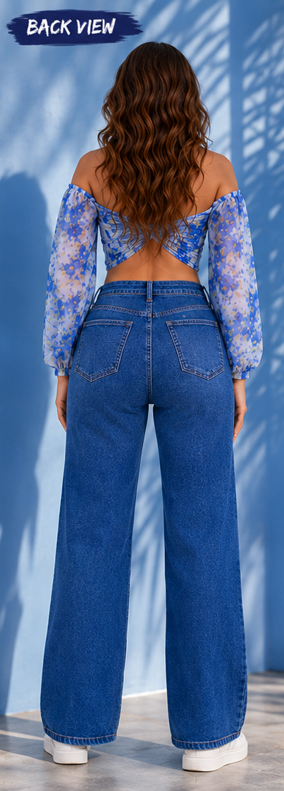 Petalux | Hand embellished | Straight-fit jeans