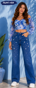 Petalux | Hand embellished | Straight-fit jeans